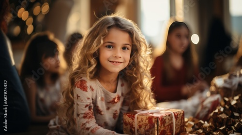 girl at christmas with gift box
