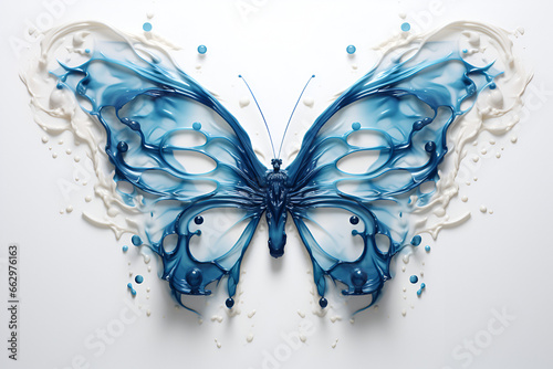 blue water butterfly on white background