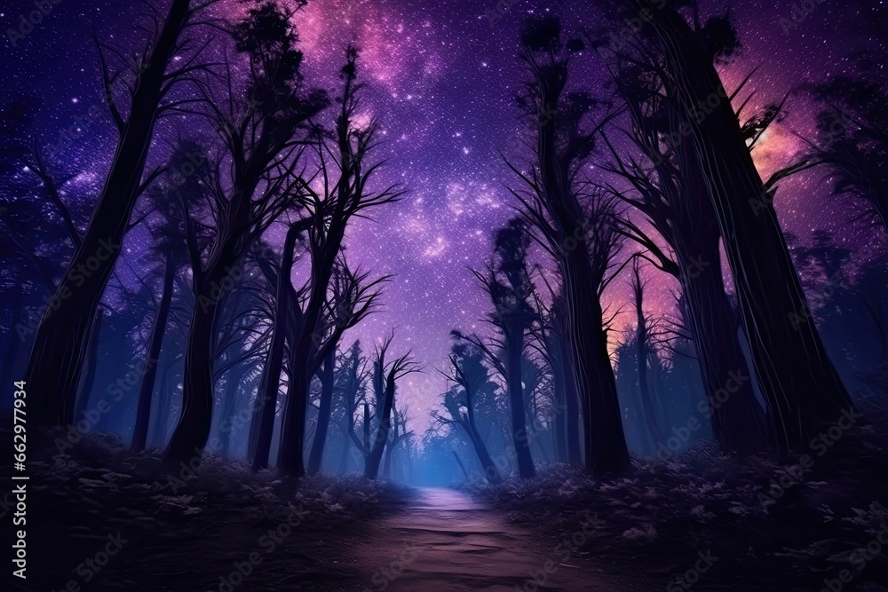 night sky in forest