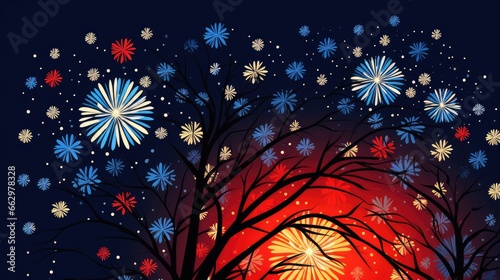 New year fireworks illustration, AI generated Image