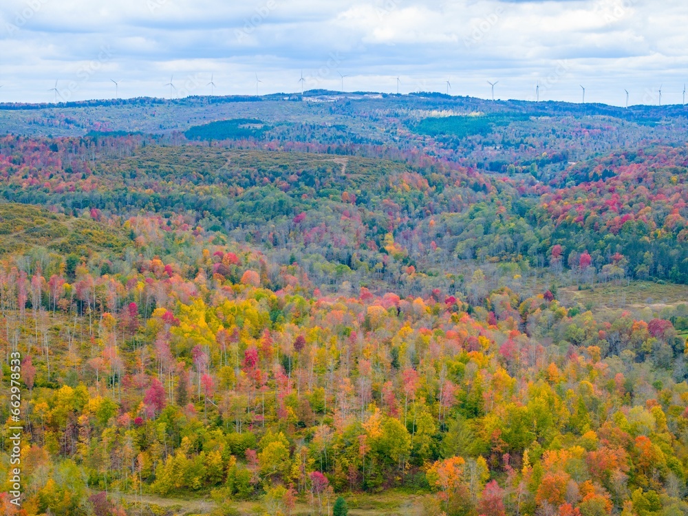 Aerial view of the scenic Appalachian Mountains with lush autumn foliage