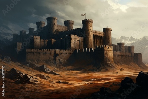 Fotografia ancient fortress on a blank backdrop. Generative AI
