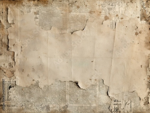 Newspaper paper papyrus grunge vintage old aged texture background   Generative AI
