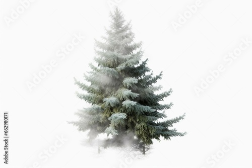 Isolated white fir tree on transparent background. Generative AI