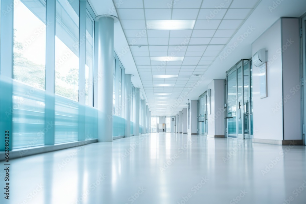 Hospital corridor. Background with selective focus and copy space Hospital corridor. Background with selective focus and copy space
