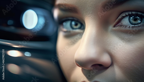 Driving through the night, two girls stare out the window generated by AI