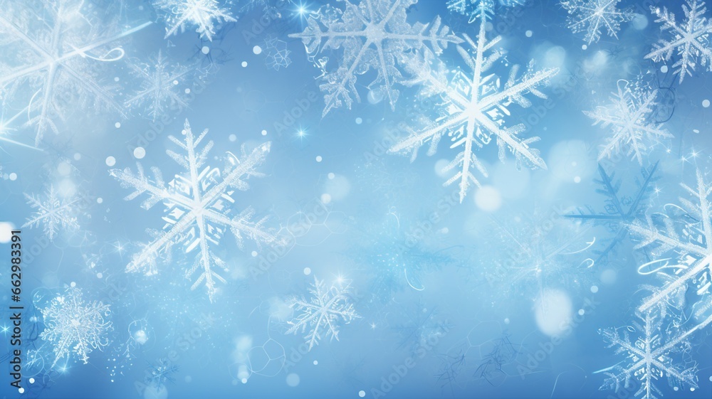 Icy Blue and Silver Snowflakes Background