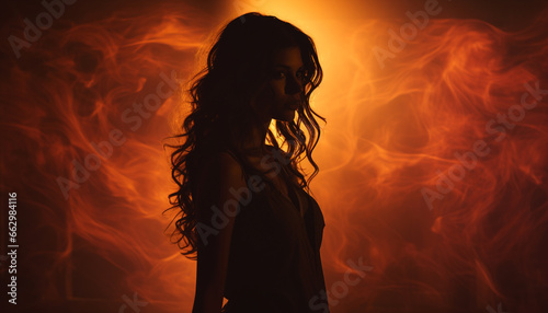Flaming beauty dances in the night, a fiery enchantress bewitching all generated by AI