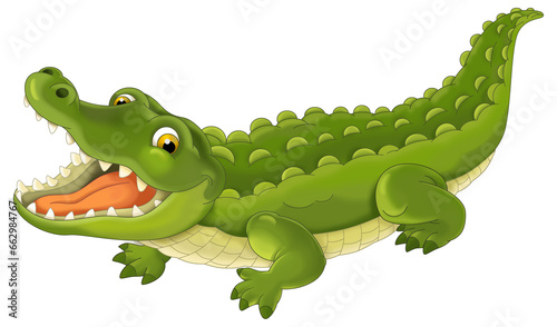 cartoon scene with funny crocodile alligator isolated illustration for children © agaes8080