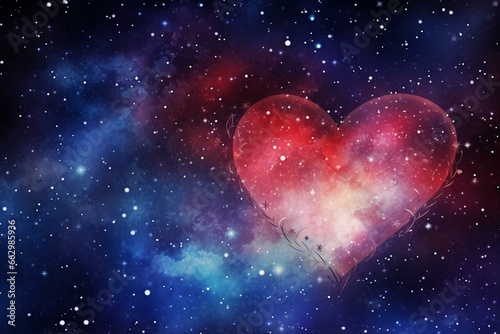 Romantic Valentine s Day with heart in the night sky filled with stars for an abstract background. Generative AI