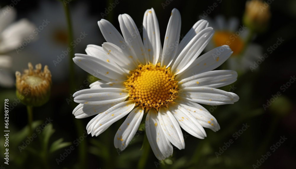 Fototapeta premium Vibrant chamomile blossom in tranquil meadow, showcasing natural fragility generated by AI