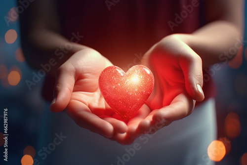 hands holding heart  charity symbol created using generative Ai tools