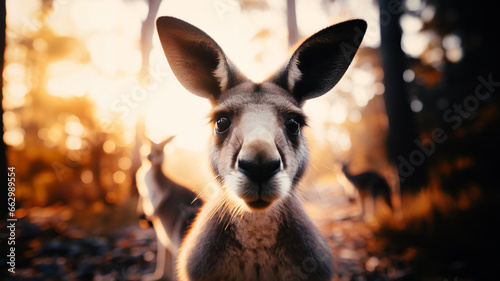 Retrato de un canguro salvaje en la naturaleza mirando a la cámara