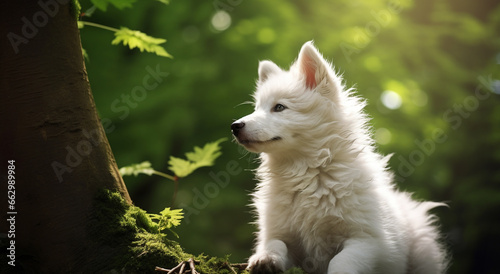 Filhote de lobo branco na selva...