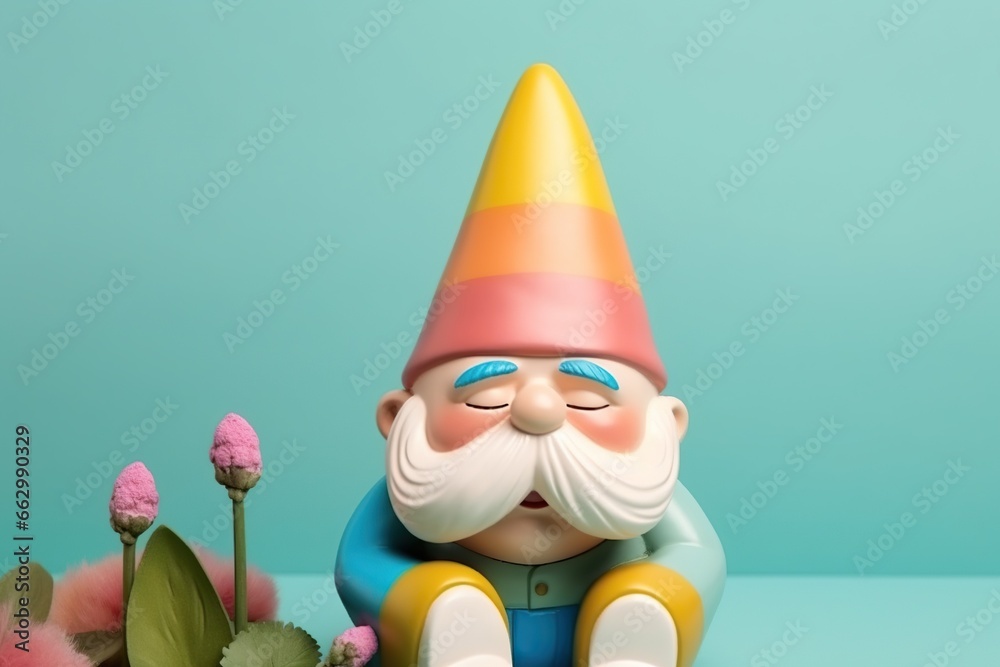 Obraz premium garden gnome crying on a pastel background