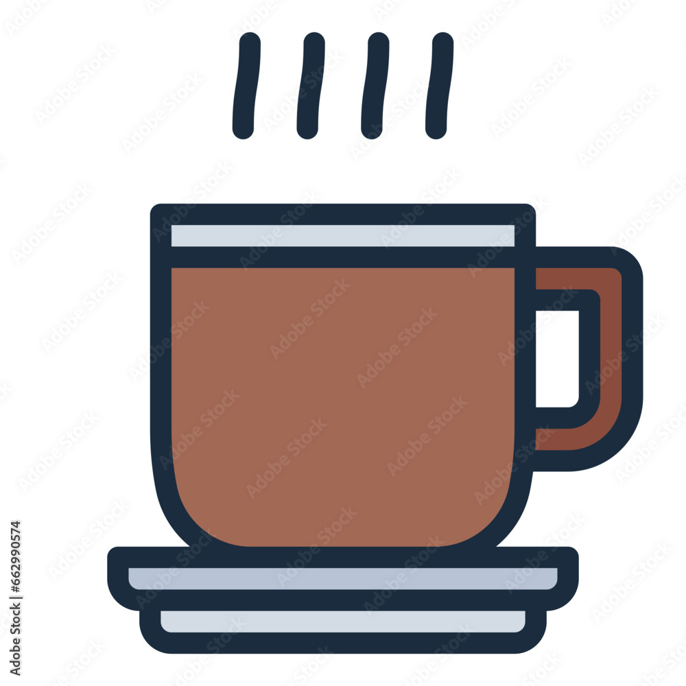 Hot Coffee color filled line icon Hot Coffee color filled line icon
