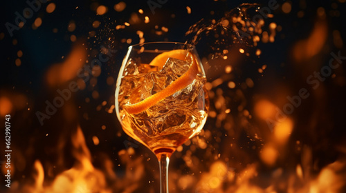 Cocktail Spritz, verre d'alcool, cocktail. célébration et fête. Ambiance festive, nouvel an, anniversaire, soirée. Pour conception et création graphique. photo