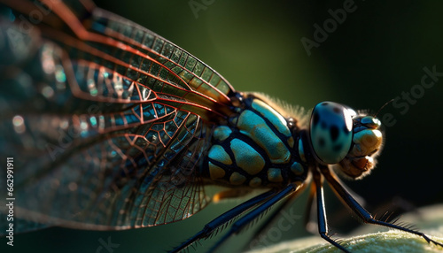 Vibrant butterfly wing showcases natural beauty in macro magnification generated by AI