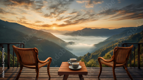 wooden table in mountains © Daniel