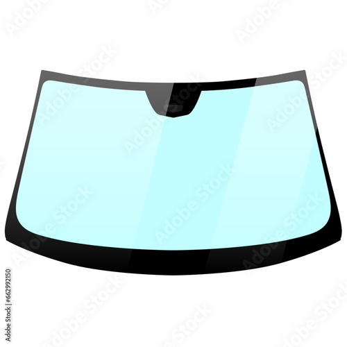 Car glass windshield with light reflection, new clean front window windscreen for car graphic illustrations 