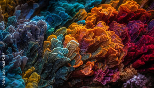 Abstract underwater fractal reef  a colorful microcosm of biology research generated by AI