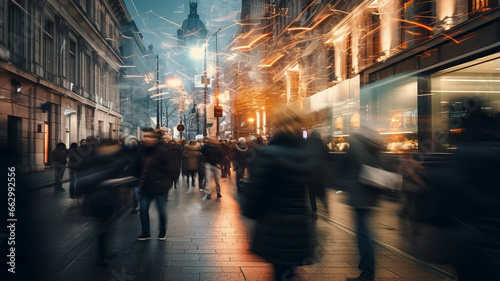 crowd of people walking on street