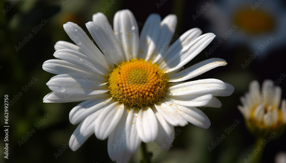 Vibrant chamomile blossom in tranquil meadow, surrounded by wildflowers generated by AI Vibrant chamomile blossom in tranquil meadow, surrounded by wildflowers generated by AI