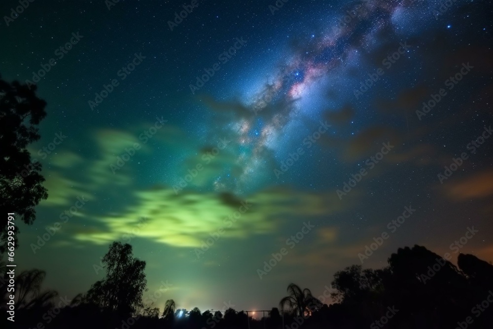 beautiful natural light display in the night sky. Generative AI