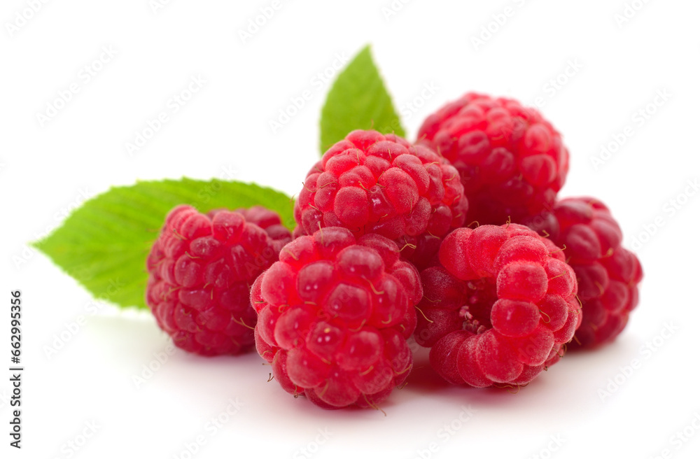 Raspberries and leaves. Raspberries and leaves.