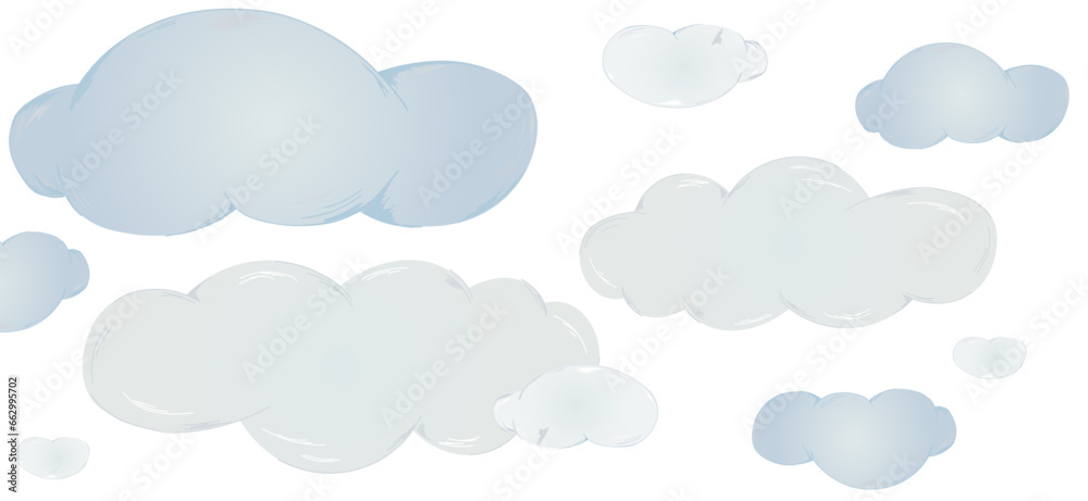 Vector Clouds I Linear Clouds I Illustration Clouds