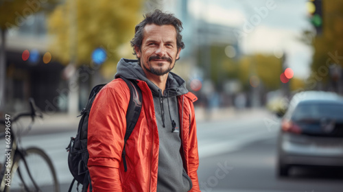 The streets are his canvas: An adult man confidently navigates the urban landscape, leaving his mark on the city.