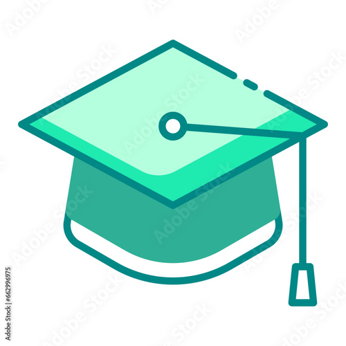 Mortarboard green color icon