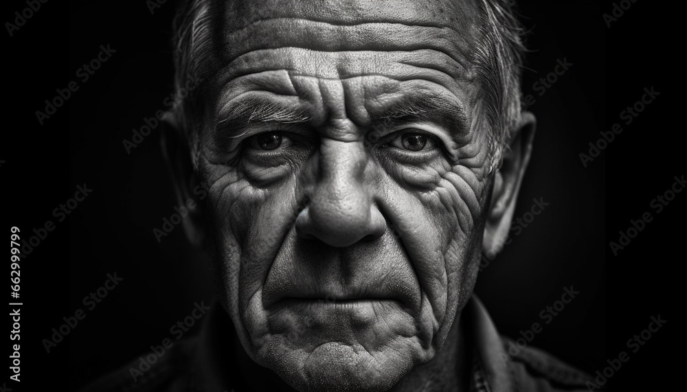 Sadness and Aging Process in Fine Art Portrait of Senior Men generated by AI