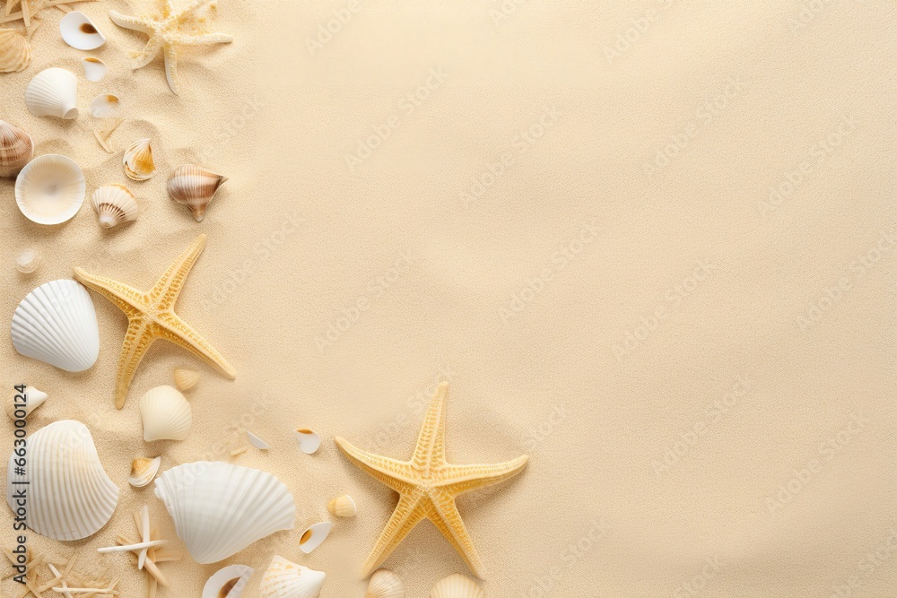  a clean mockup with a sand background and a summer theme. 
