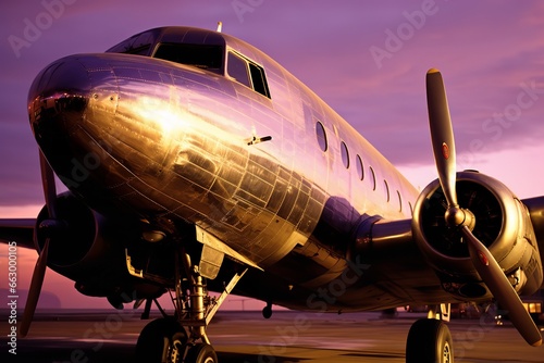 a plane is flying in, in the style of subtle lighting contrasts, flickr, purple and bronze, cargopunk, contax tix, distinctive noses, vibrant, lively