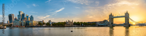 Tower Bridge sunrise panorama in London