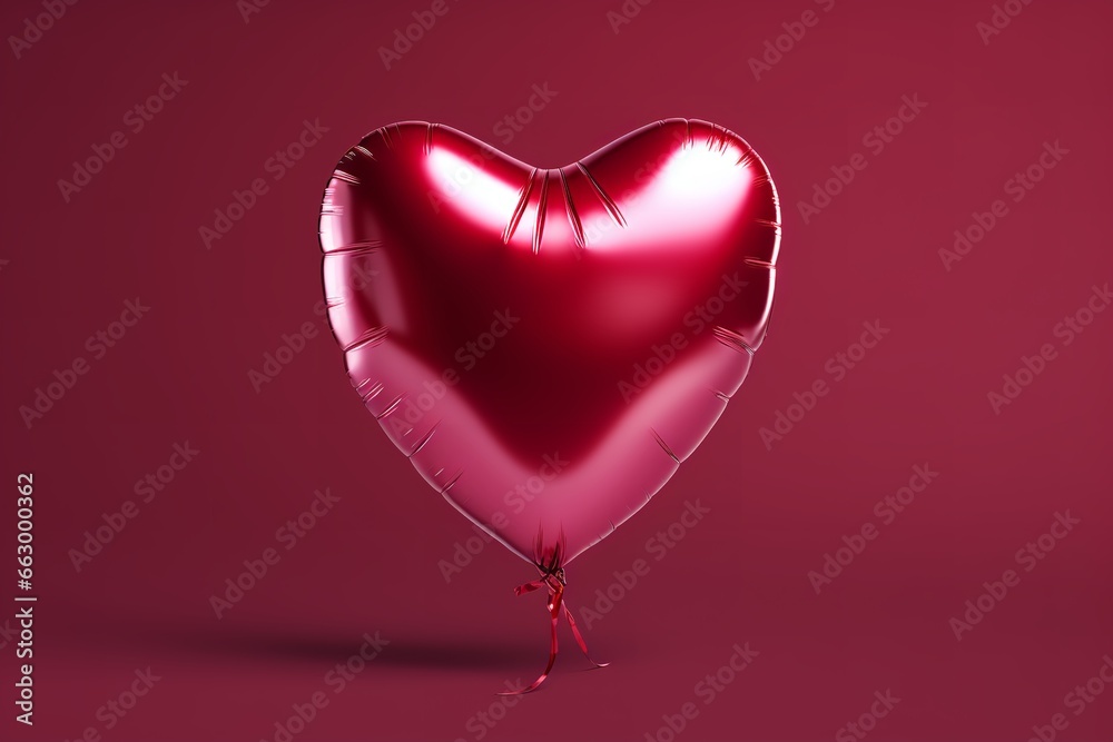 Valentine's day Heart shape foil balloon on maroon 
