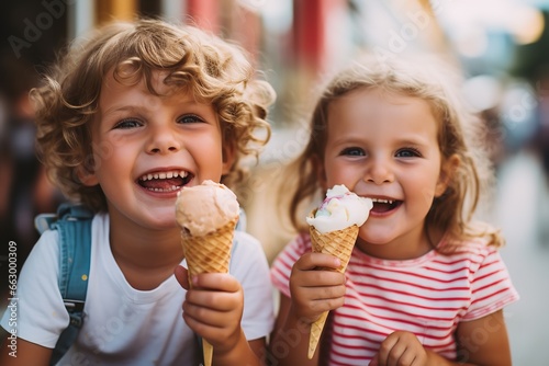 Kids Enjoying Ice Cream Cones