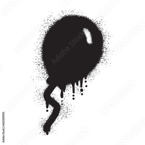 Balloon icon graffiti with black spray paint