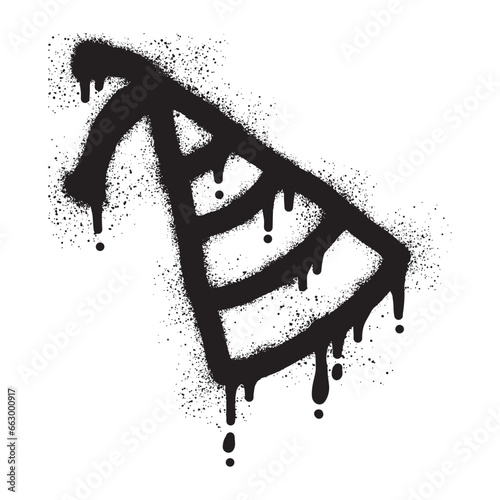 Party hat graffiti with black spray paint