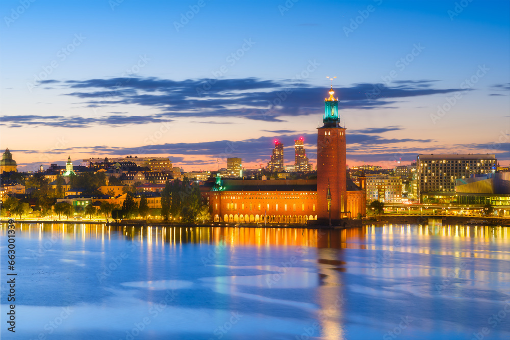 Stockholm, Sweden. Panoramic view of the City Hall. The capital of