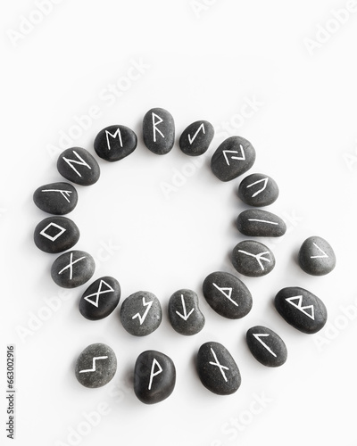 Rune stone circle on white background 