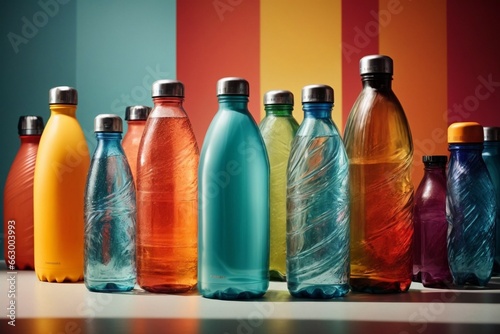 A diverse collection of water bottles with different colors