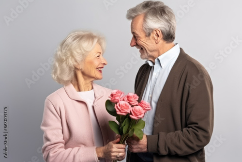 Elderly man and woman celebrating anniversary, sincere love in old age © Jam