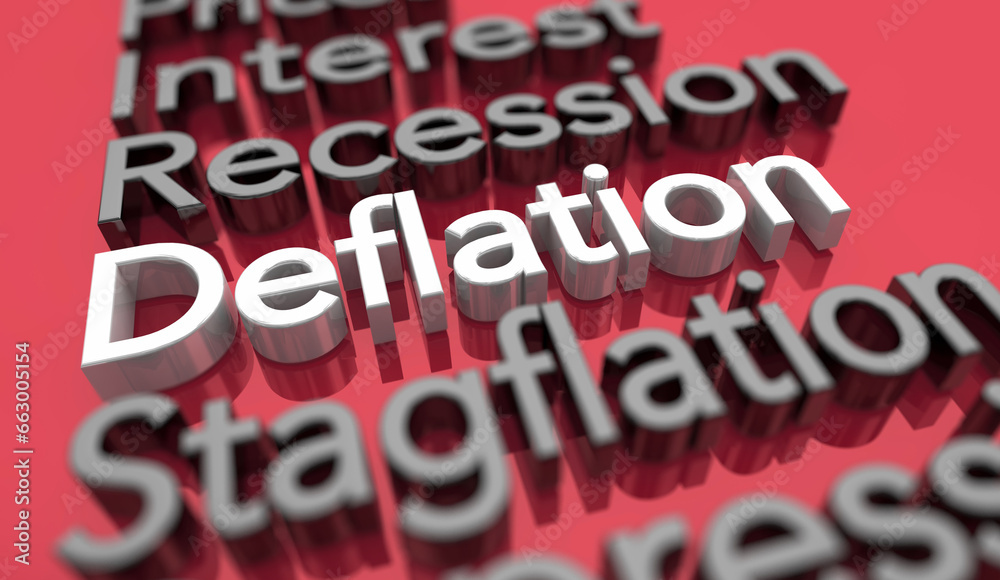 Deflation Lower Decreased Falling Prices Costs Economy 3d Illustration Deflation Lower Decreased Falling Prices Costs Economy 3d Illustration