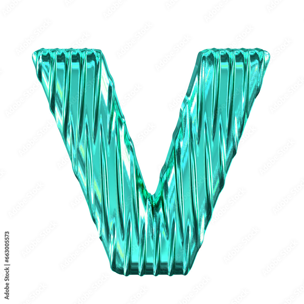 Turquoise symbol with vertical ribs. letter v