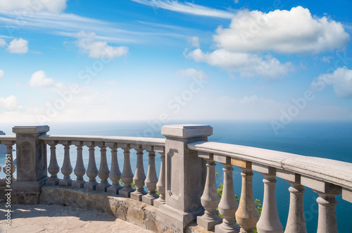 View on ocean from a stone balcony
