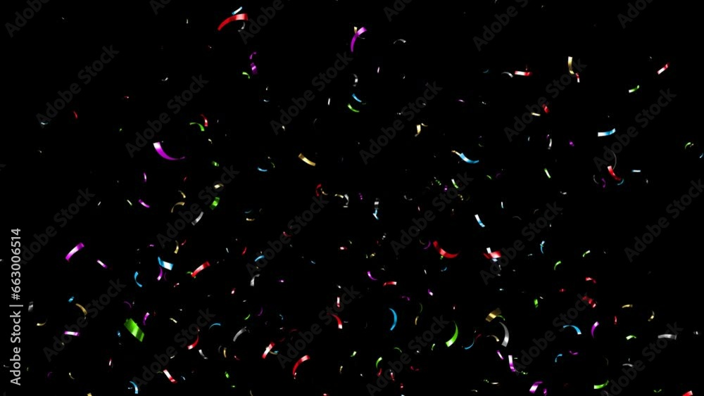 Colorful Confetti Falling on Alpha Background, Luma Matte Channel.