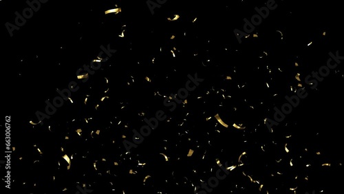 Gold Confetti Falling on Alpha Background, Luma Matte Channel.