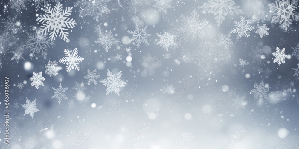 Chilly Christmas: Gray Winter Backdrop with White & Snowflake Bokeh Lights Chilly Christmas: Gray Winter Backdrop with White & Snowflake Bokeh Lights